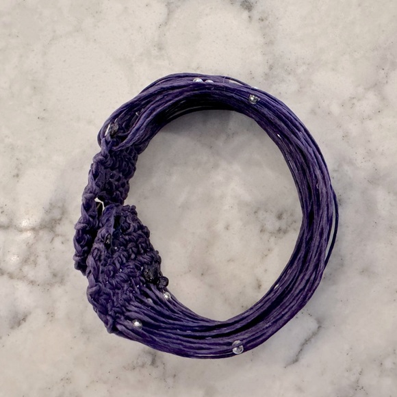 Girls/Teens Purple bracelet, 8 inches long - 1 inch wide - button closure - Picture 2 of 3